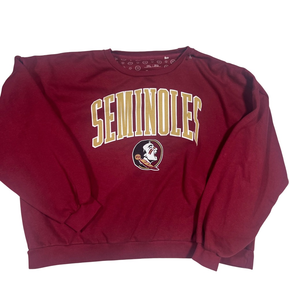 Pressbox FSU Seminoles Garnet Red Janise Fleece Sweatshirt 2XL NCAA Collegiate